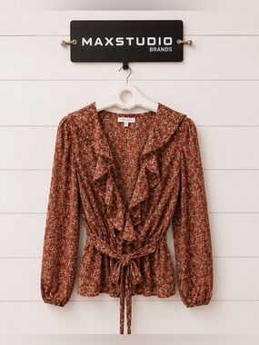 Max Studio Floral Wrap Blouse – Size 2X
